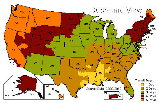 USPS Ground Transit Map